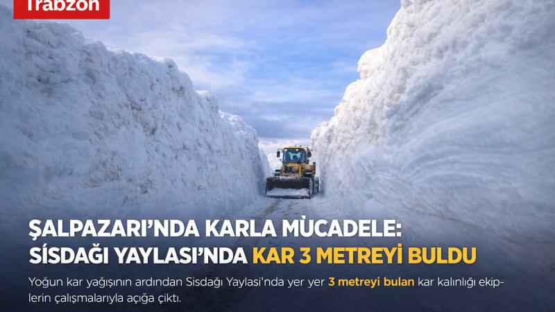 ŞALPAZARI’NDA KARLA MÜCADELE: SİSDAĞI YAYLASI’NDA KAR 3 METREYİ BULDU