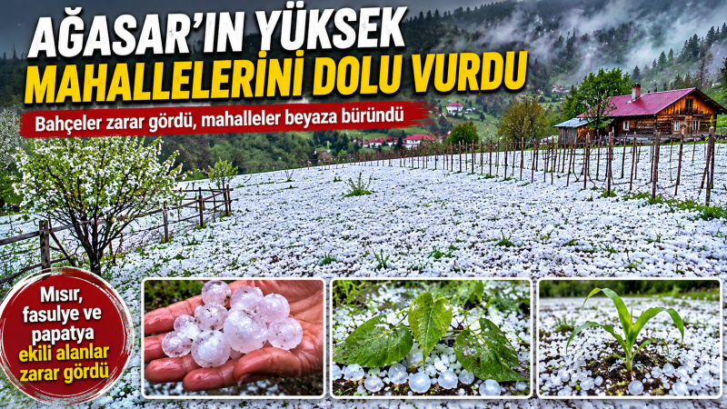 Ağasar’ın yüksek mahallelerini dolu vurdu