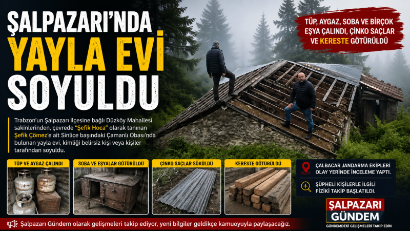 Şalpazarı’nda Yayla Evi Soyuldu: Çatı Sacları ve Ev Eşyaları Çalındı